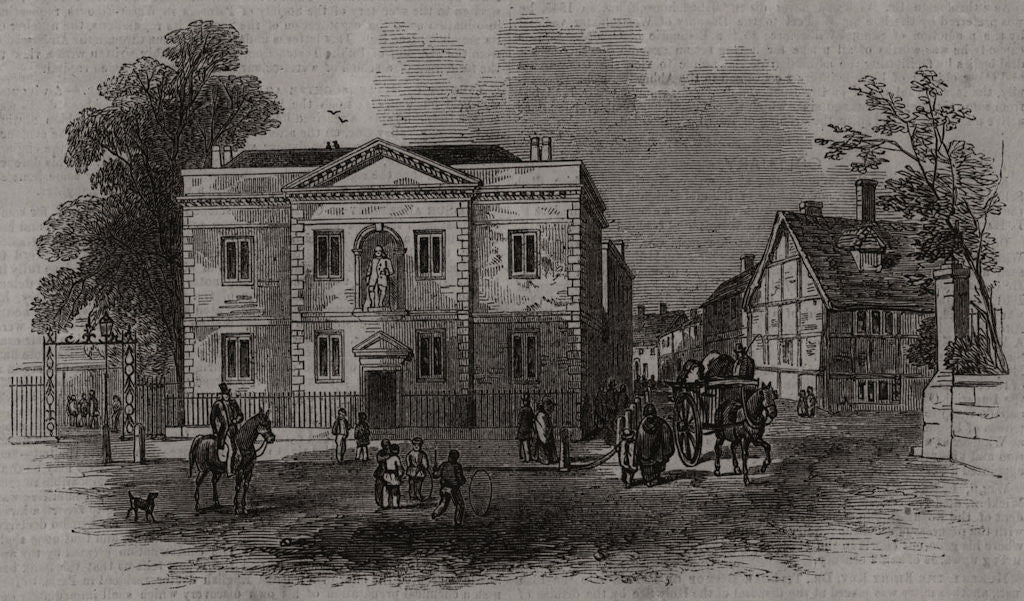 Bedford Grammar School. Bedfordshire 1856 old antique vintage print picture